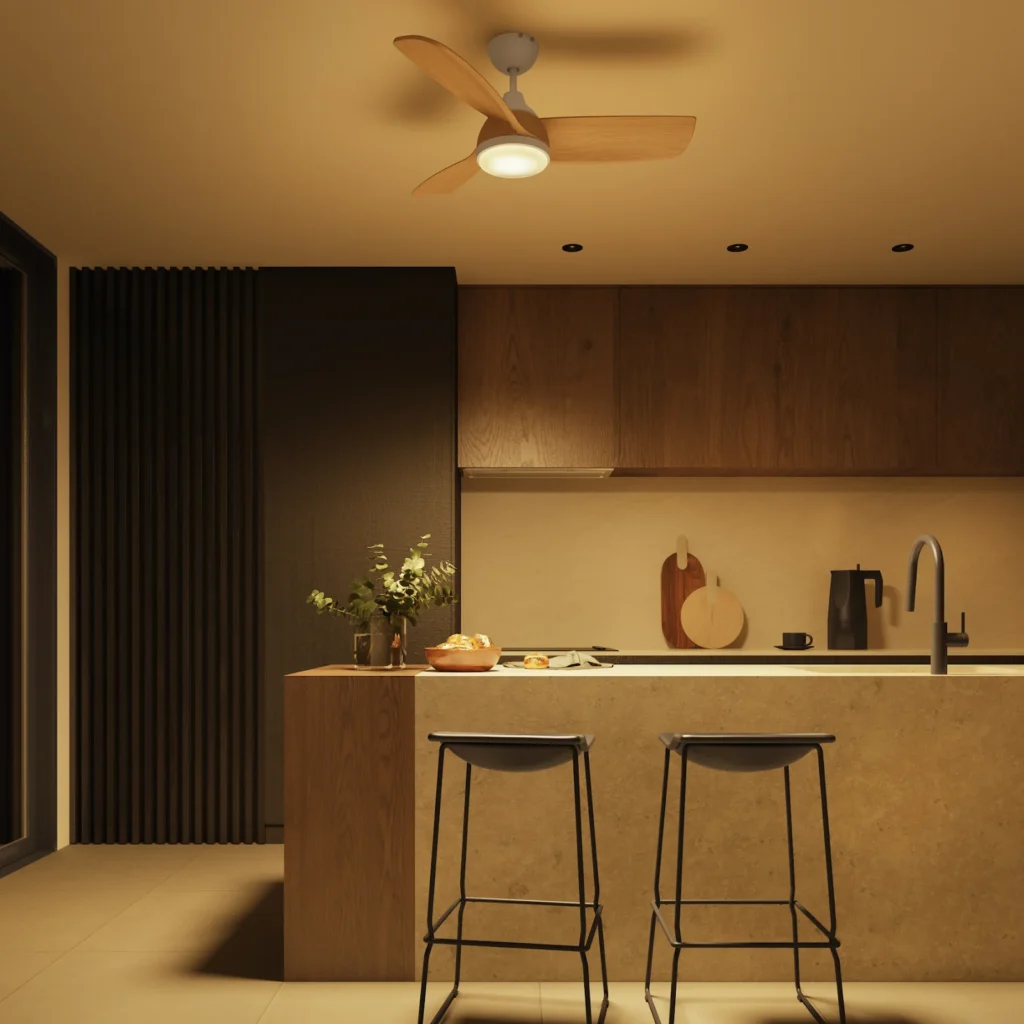 Imagem do ventilador de teto com controle remoto Cherch 3 Pás Branco Bivolt Inspire.