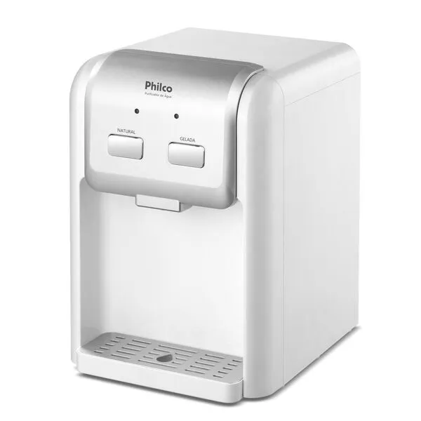 Purificador de água de parede Philco branco em fundo branco.