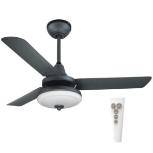 Ventilador com três pás, de cor preta, da marca Inspire.