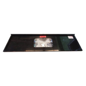 Pia de Cozinha Granito Preto São Gabriel 120cm Plus Cuba Simples L.A. Pias e Granitos em fundo branco.