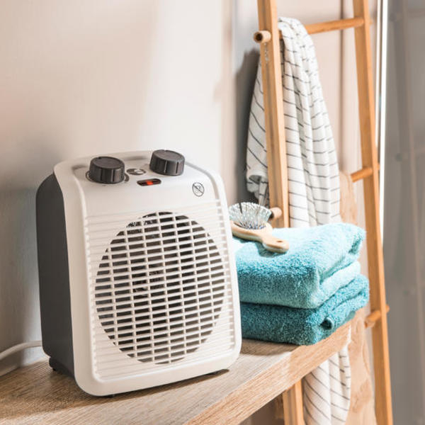 Qual aquecedor gasta menos energia: prateleira com Aquecedor Termoventilador Cinza Equation