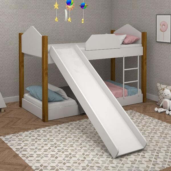 dia das crianças: beliche infantil com escorregador branco