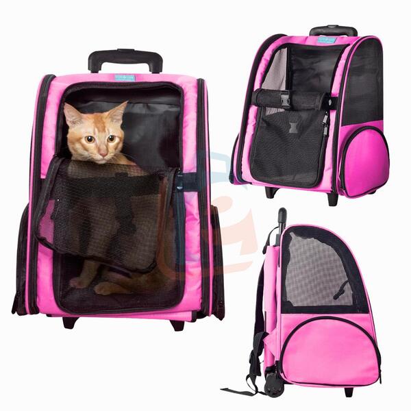 Casa confortável para Pet: Bolsa Pet Viagem Transporte Cachorros E Gatos Com Rodinha Rosa