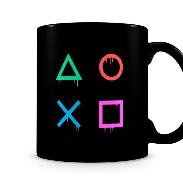 dia do gamer: caneca botões drip black