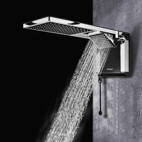 Como instalar chuveiro Lorenzetti Acqua Duo: Chuveiro Eletrônico Acqua Duo Ultra Lorenzetti Preto e Cromado (220V 6800W) ligado e instalado