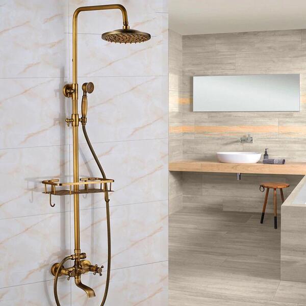 Chuveiros de luxo: Chuveiro Ducha Banheira C/ Misturador Bronze Antigo em banheiro