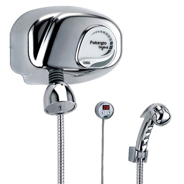 Chuveiros de luxo: Chuveiro Eletrônico Digital com Pressurizador e Desviador Potenza Cardal