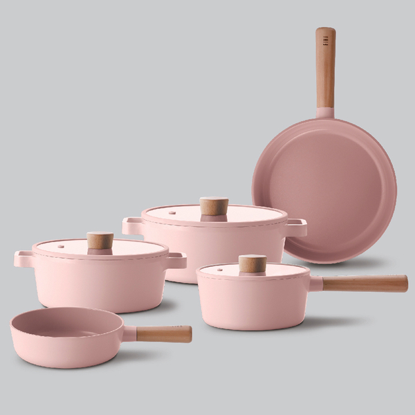 tons de rosa: Conjunto de Panelas Rosa com Revestimento Cerâmico