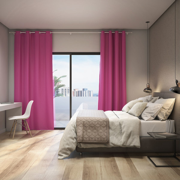 tons de rosa: quarto com Cortina Blackout Rosa 1,40x2,60m Inspire