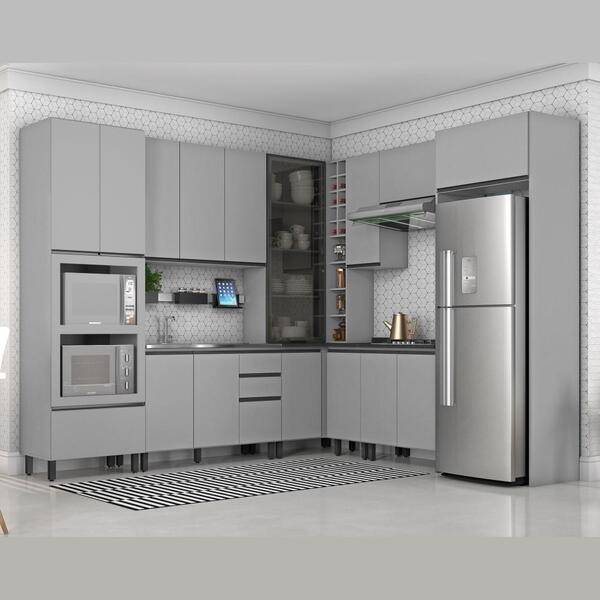 Cozinha clean: Cozinha Completa Planejada Cinza Claro