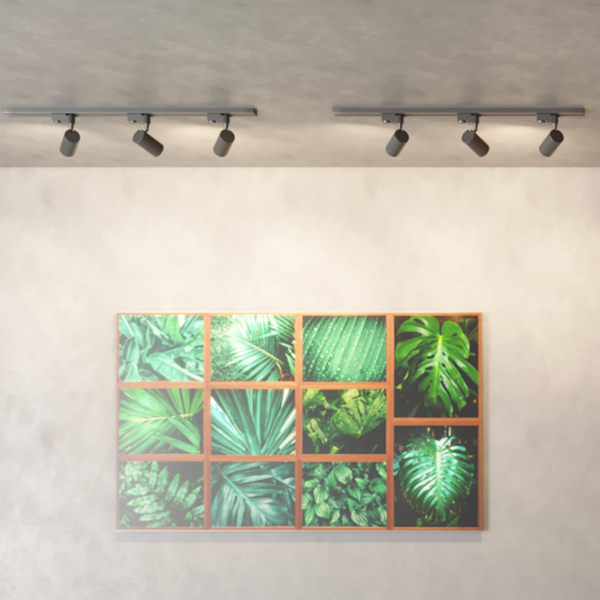 Iluminação para quarto: Kit Spot para trilho iluminando quadro