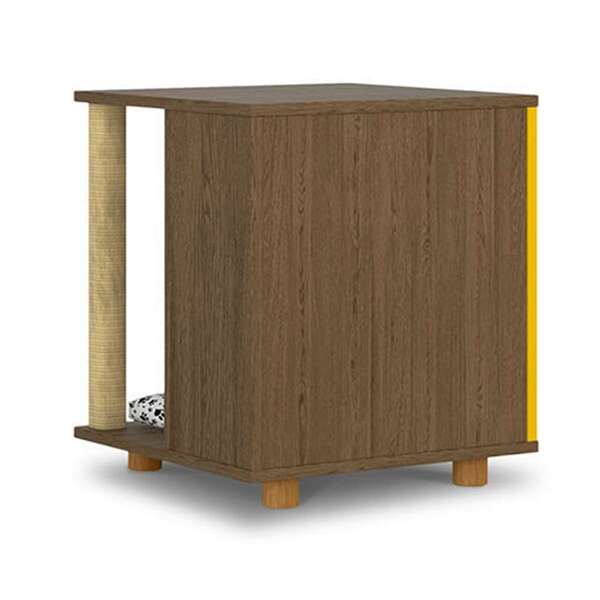 Casa confortável para Pet: gato em Mesa Lateral Retangular Pet Persa Marrom E Amarela