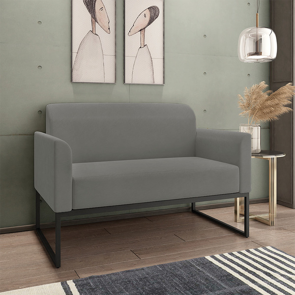 Sofá estilo industrial: sala com Namoradeira Marisa Grafite