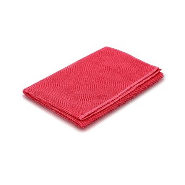 como limpar boca de fogão: pano de microfibra vermelho