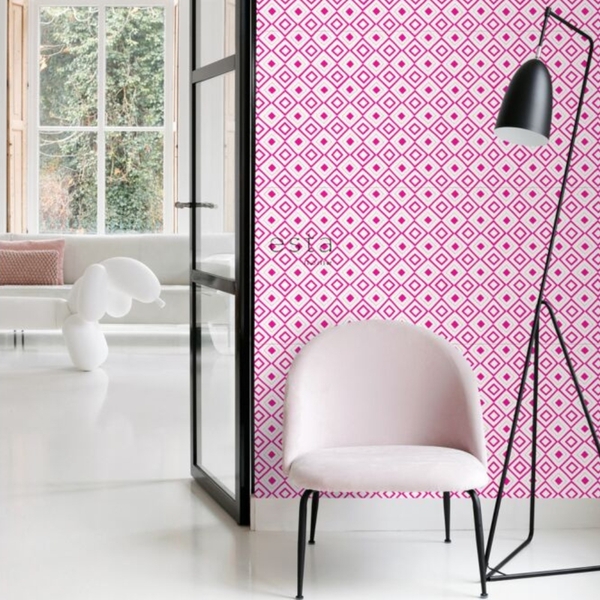 tons de rosa: Papel de Parede Rosa Geométrico 4m²