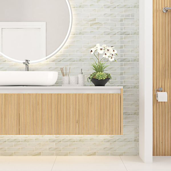 revestimento dourado: Pastilha de Vidro Subway Calacata Gold Glassline