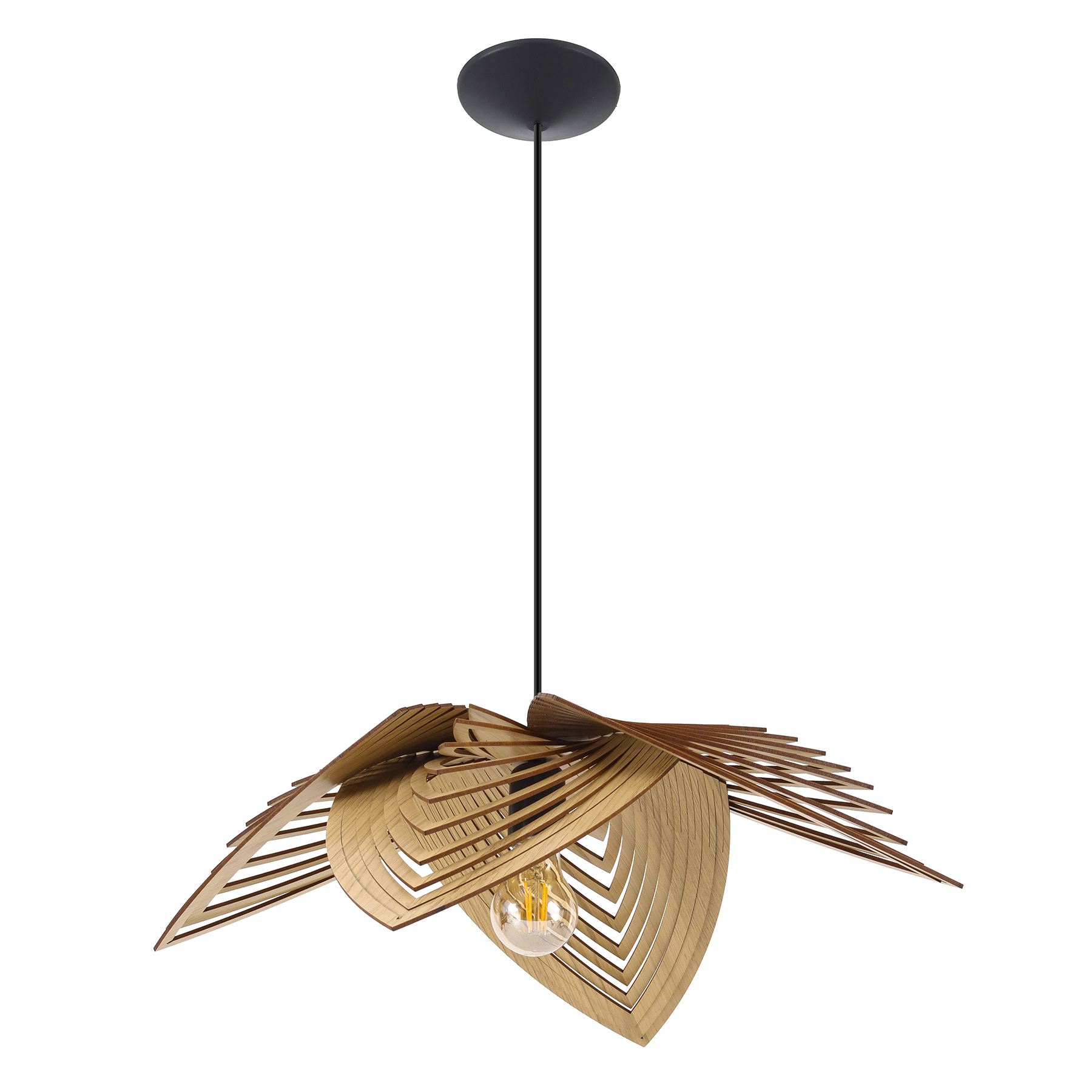 iluminação decorativa: Pendente com 1 Lâmpada de Madeira Formato Beija-flor