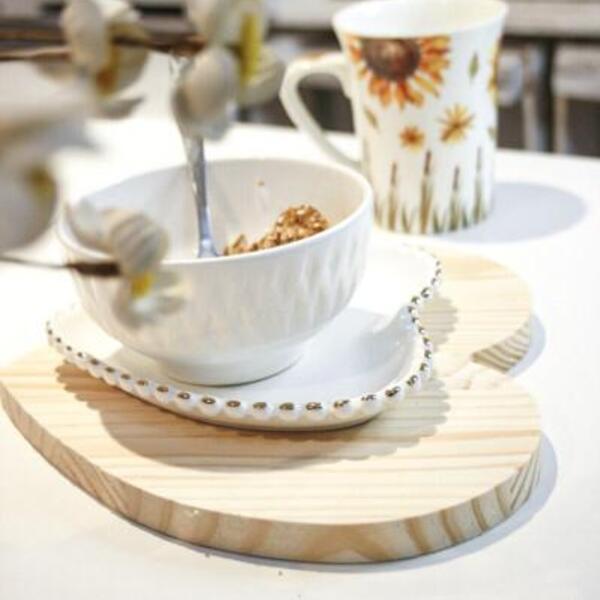 Mesa posta cafe da manha: Tábua Decorativa de Frios Formato Coração