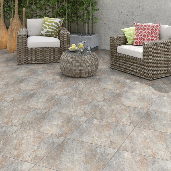 melhor piso para area de churrasqueira: Piso Externo Acetinado Borda Arredondada 57x57cm em quintal