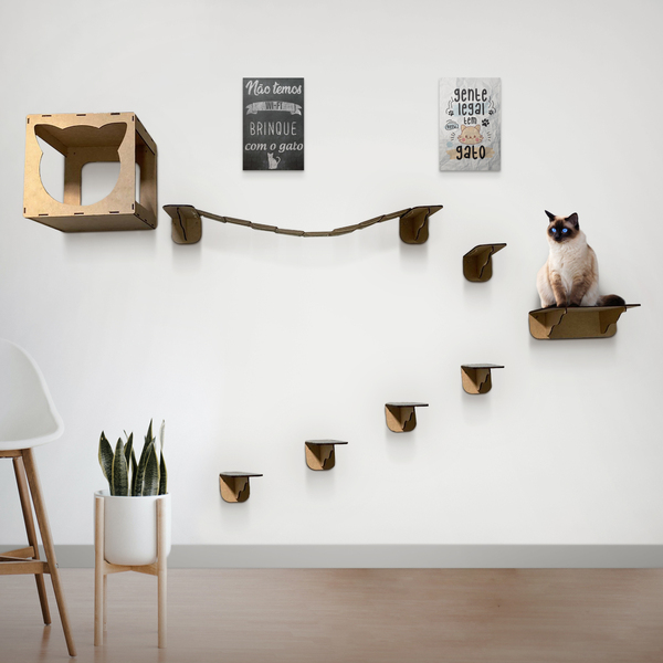 Casa confortável para Pet: Playground De Gato 8 Peças MDF em parede