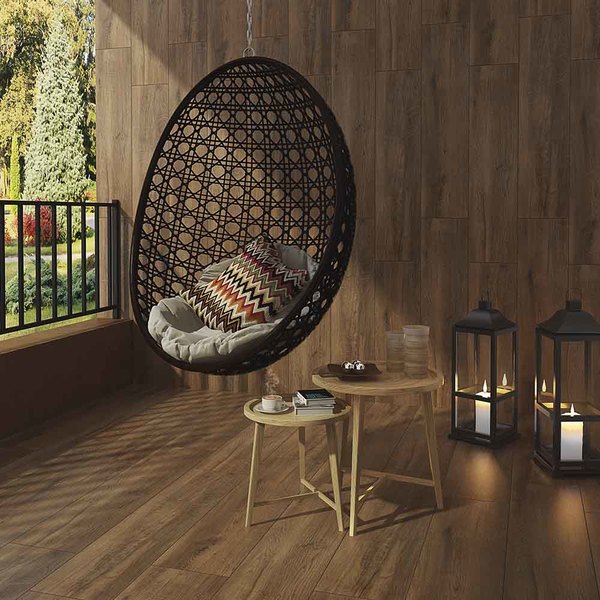 Paredes com porcelanato: ambiente de descanso revestido com Porcelanato Interno Acetinado Imbuia Porto Ferreira