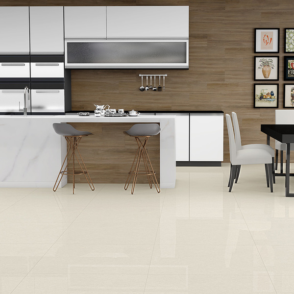 Cozinha clean: Porcelanato Polido Valencia Lux em cozinha ampla