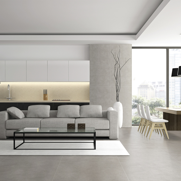 Paredes com porcelanato: sala com Porcelanato Interno Acetinado York Sgr Portinari