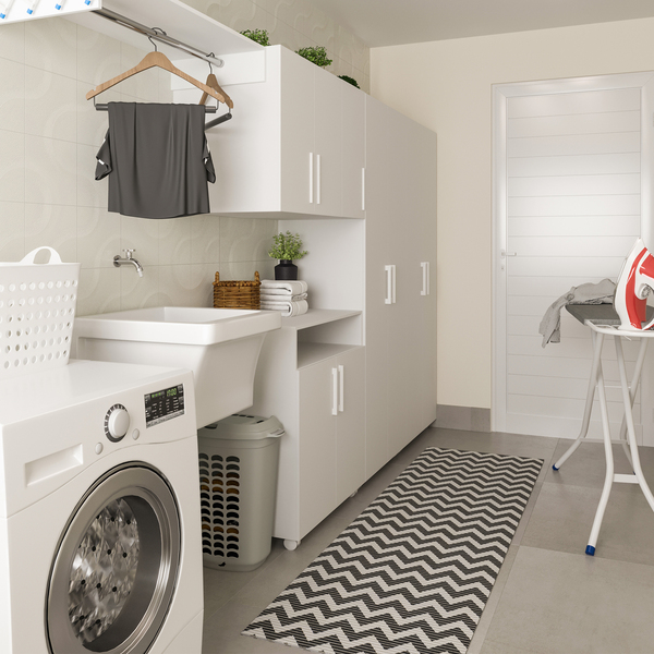 Ambientes com porcelanato: área de serviço com Porcelanato acetinado York SGR Portinari