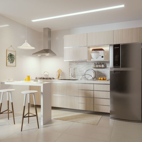 Paredes com porcelanato: cozinha com Porcelanato Interno Polido Valencia Lux Artens
