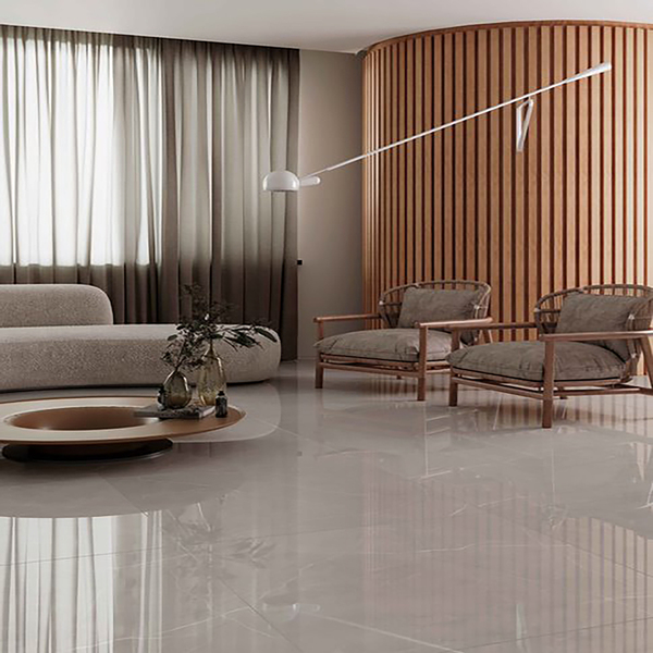 Ambientes com porcelanato: sala com Porcelanato polido Essence Cinza Incesa