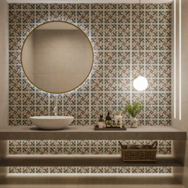 Ambientes com porcelanato: banheiro com Fiori di Lotus Biancogres