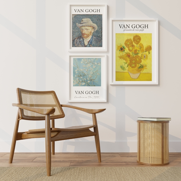 Casa contemporânea: Poster Van Gogh Girassóis em parede