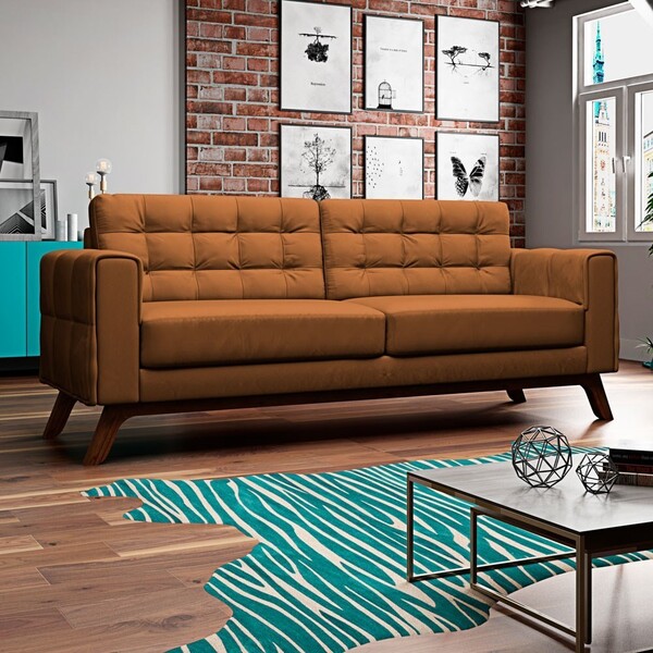 Cores de Sofá: sala com Sofá 3 Lugares Veludo