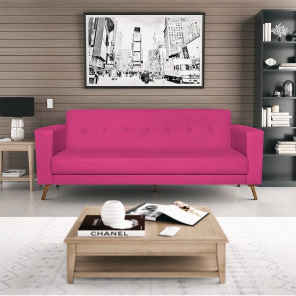 tons de rosa: Sofá 3 lugares 200 cm de Suede Pink em sala