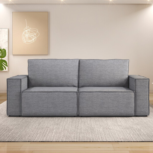 Sofá de linho: sala com Sofá Linho Cool Home Manuflex