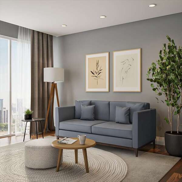 Sofá de linho: sala com Sofá 3 Lugares Borís Linho Cotton Cinza