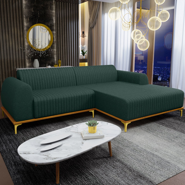 Cores de Sofá: sala com Sofá 3 Lugares Linho Verde-Musgo