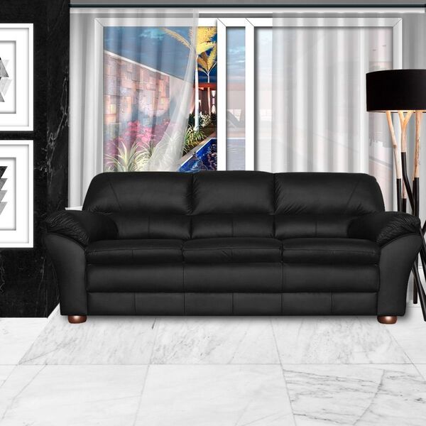 Sofá estilo industrial: sala com Sofá Preto 3 Lugares Laura