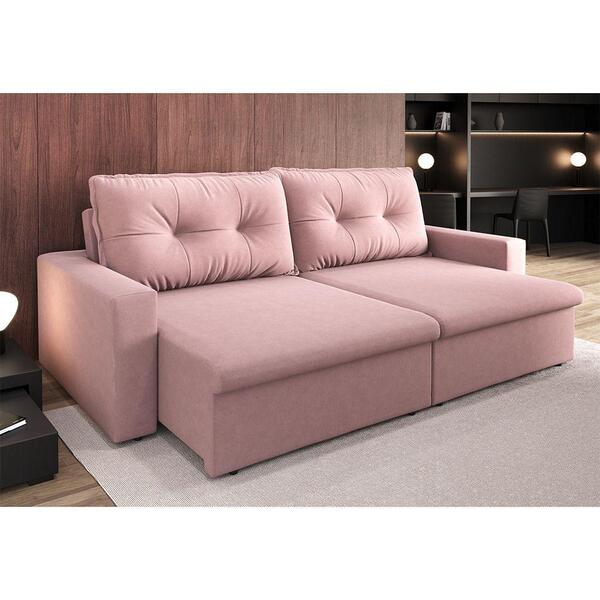 tons de rosa: Sofá retrátil 3 Lugares de Suede Rosa Claro