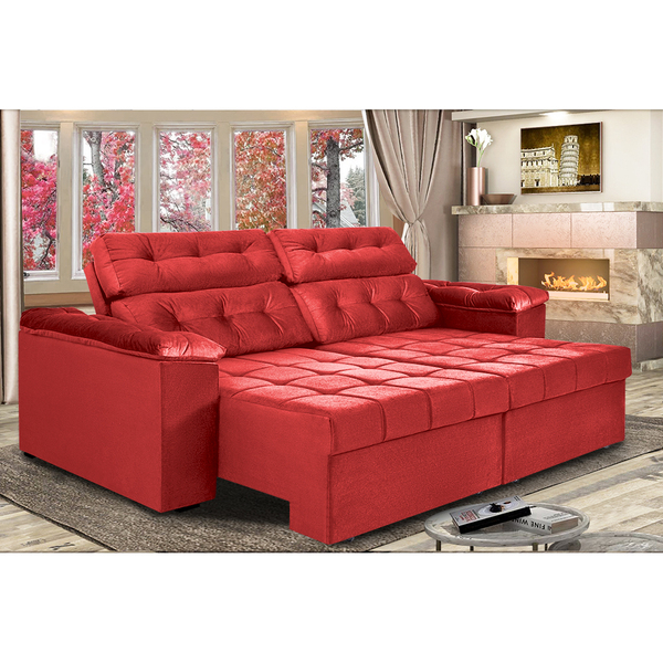 Cores de Sofá: sala com Sofá New Itália Suede Vermelho