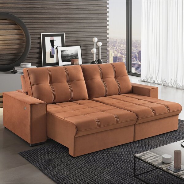 Sofá estilo industrial: sala com sofá retrátil de três lugares