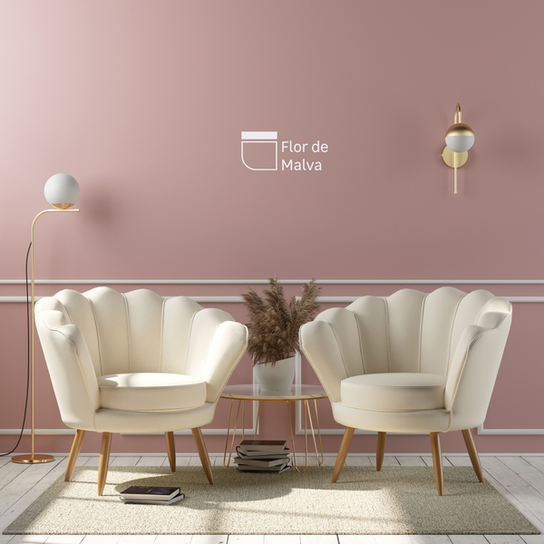 Tintas que preservam o meio ambiente: parede de sala pintada com Tinta Acrílica Acetinada Flor de Malva