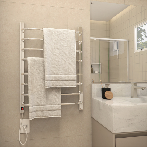 Toalheiro Térmico de Parede 78x56 cm Prata em banheiro