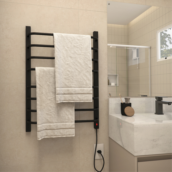 Toalheiro Térmico de Parede 78x56 cm Preto em banheiro
