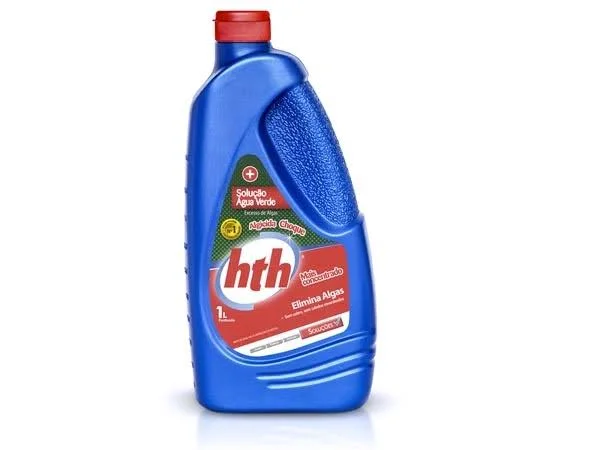 Embalagem azul de um algicida da marca hth.