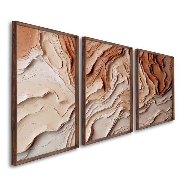 Quadro Decorativo Modelo Barro Com 3 Telas Para Sala