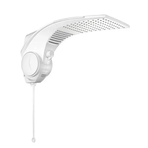 Chuveiro Lorenzetti Duo Shower Quadra branco em fundo branco.