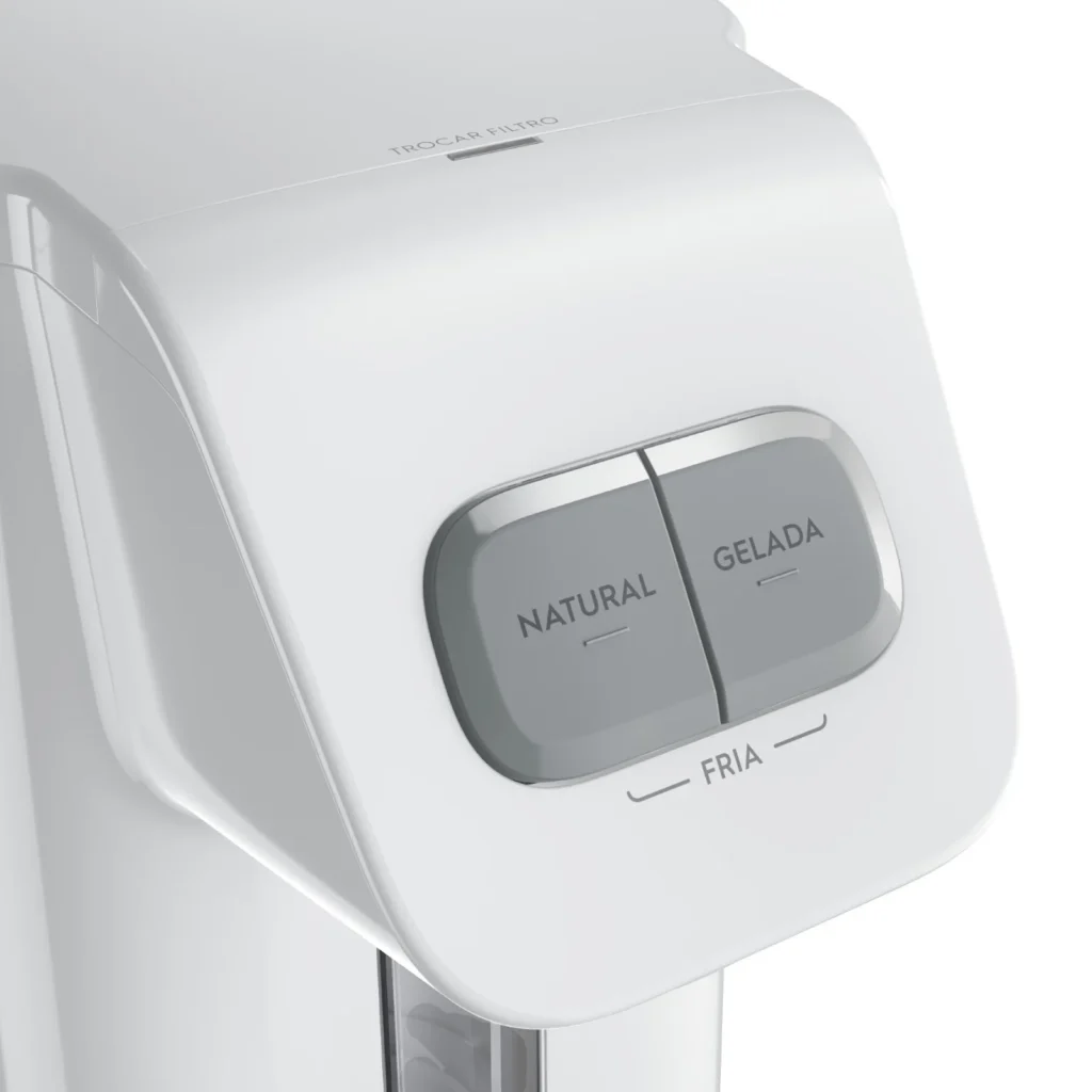 Botões de refrigeração de um purificador de água branco.